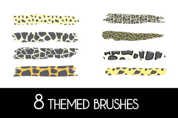 8 Giraffe Safari Themed Brushes Patterns
