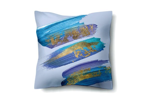 Gold Flakes Blue Brushes: Elevating Digital Design with Textured Paint Strokes