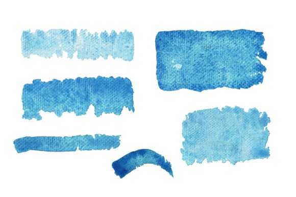 Watercolor Blue Brushes Set and Frame Guide